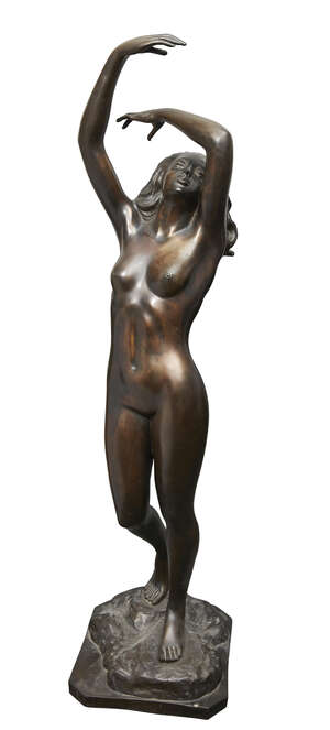 
	
		A large composition bronze figure of a nude lady, late 20th century, signed S. Monaco to...