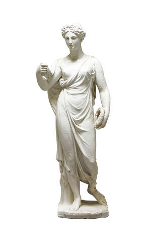 
	
		A Regency plaster figure of Nike, in the manner of Humphrey Hopper, modelled standing...