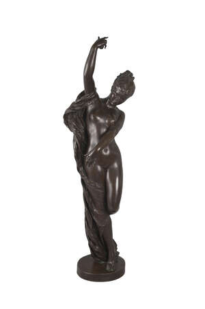 
	
		A large French bronze model of a lady playing castanets, c.1870, signed L.D'Epinay, cast...