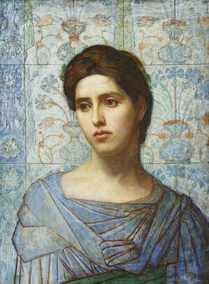 
	
		F. Mason, 
		 
		19th Century- 
		 
		Bust portrait in the pre-Raphaelite style;...