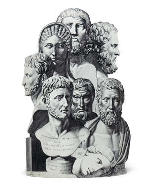 
	
		Piero Fornasetti (Italian 1913-1988), a Teste Antiche umbrella stand    
		Numbered and...