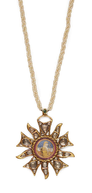 
	
		An enamelled and diamond-set gold Order of Merit of Maharaja Ranjit Singh, the first Sikh...