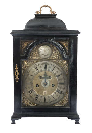 
	
		A George III Irish ebonised wood and veneered bracket clock by David Gordon, Dublin, the...
