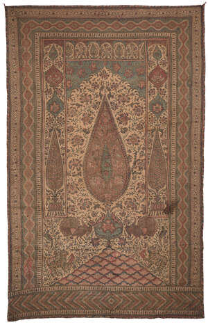 
	
		A kalamkari printed cotton textile, Iran, 19th century, of rectangular form, the printed...