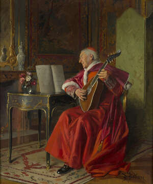 
	
		Bernard Louis Borione, 
		 
		French 1865-1920- 
		 
		The Cardinal's solo; 
		 
		