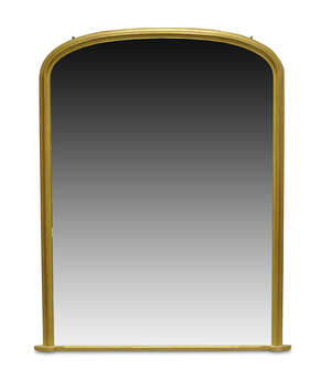 
	
		A large gilt overmantle mirror, late 20th century, of arched form, 185cm high x 140cm...