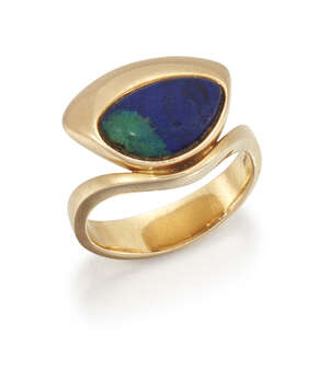 
	
		Georg Jensen & Wendel, a Modernist gold and blue/green stained hardstone Jensen ring
		
