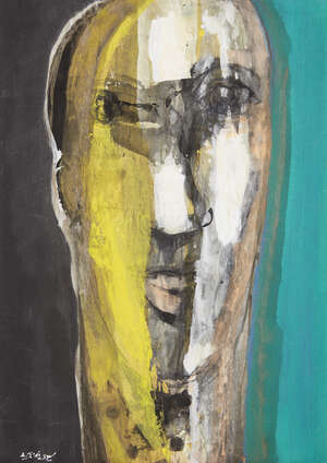 
	
		Adel El Siwi (Egyptian, b. 1952), Faces II, mixed media on thin buff paper, signed 'A....