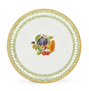 
	
		A Meissen porcelain cabinet plate, late 19th century, the rim with panels of reticulated...