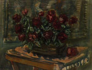 
	
		Zygmunt Sigmond Menkes, 
		Polish 1896-1986- 
		
		'Les Roses Rouges'; 
		 
		oil on...