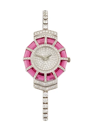 Corum. An 18ct white gold diamond set quartz watch with custom lugs and bangleHaute Joaillerie...