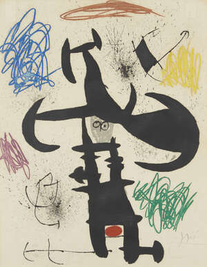 
	
		Joan Miró, 
		Spanish, 1893-1983- 
		 
		Le Souffre Douleur [Dupin 539], 1970; 
		 
		