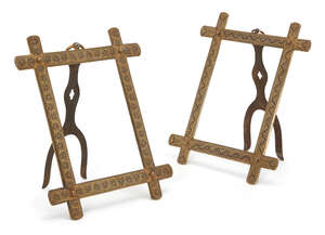 
	
		A pair of koftgari steel picture frames, North India, 19th century, each in the form of a...