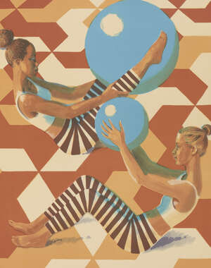 
	
		Benjamin Senior, 
		British 1982-
		 
		Ball Games, 2019;
		 
		lithograph in colours on...