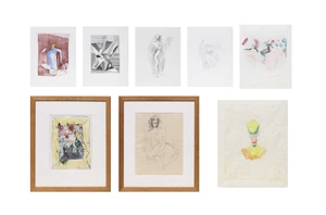 Jacques Villon,&nbsp;French 1875-1963,&nbsp;Portrait of an Artist; Two Cubist Vases; Homme Pr&ecirc;chant;...