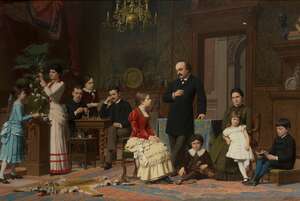 Wilhelm Vita, 
 
Austrian 1846-1919- 
 
A family gathering; 
 
oil on canvas, signed and dated