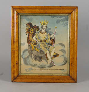 
	
		Two Theatrical tinsel pictures of Jupiter and a knight on horseback, mid 19th century,...