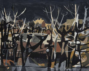 
	
		Roy Turner Durrant, 
		British 1925-1998- 
		 
		Farm; 
		 
		gouache on paper,...