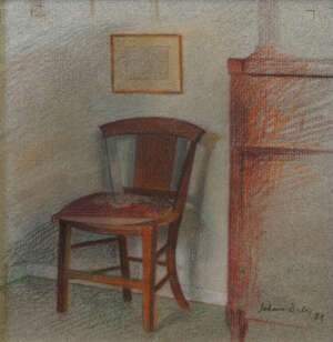 
	
		Jehan Emile Daly, 
		British 1918-2001- 
		 
		A Chair; 
		 
		black and coloured...