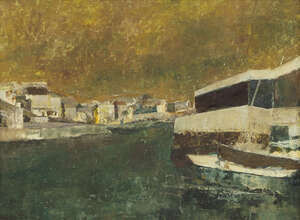 
	
		Attributed to Anne Gordon,
		Scottish, b. 1941-
		 
		Mevagissey Harbour;
		 
		oil...
