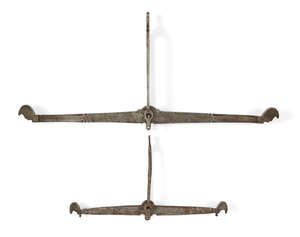 
	
		Two Safavid steel scales, Iran, 18th century, of long slender form, engraved with...