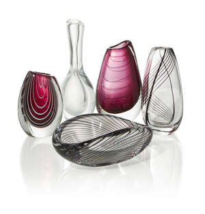 
	
		Vicke Lindstrand (Swedish 1904-1983), a Kosta hand-formed cased glass vase
		1955-1956,...