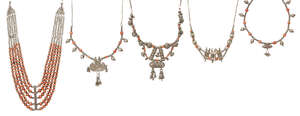 
	
		Five coral set silver necklaces, Rajasthan, India, 20th century, (5)
		 
		Provenance:...