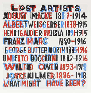 
	
		Bob and Roberta Smith,
		British b.1963-
		 
		Lost Artists, 2014;
		 
		giclée print in...
