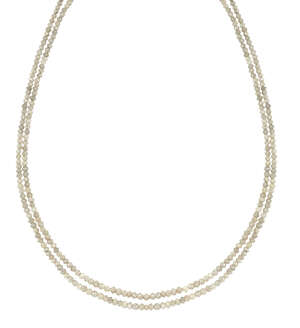 
	
		A diamond necklace, composed of two rows of slightly graduated faceted diamond beads,...