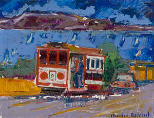 
	
		Charles Badoisel, 
		French 1925-2009- 
		 
		Tram; 
		 
		oil on canvas, signed...