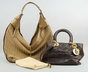 
	
		Christian Dior: A Lady Dior chocolate brown quilted leather handbag, with gilt metal...