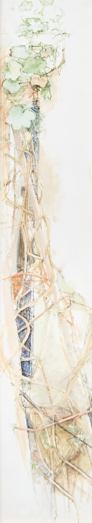 Patrick George, British 1923-2016 - Leaves, 2003-4; oil on panel, 100 x 19 cm (ARR) Provenance: the Estate of the Artist Note: George was a close friend
