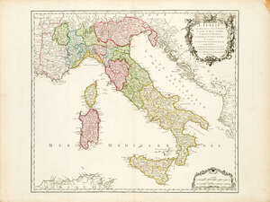 
	
		Didier Robert de Vaugondy, 
		French ca. 1723-1786- 
		L'Italie qui comprend les Etats...