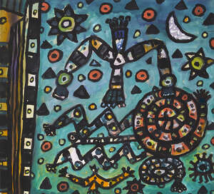 Alan Davie CBE RA HRSW, Scottish 1920-2014- 
 
Springer, 2004; 
 
gouache, signed; titled and dated on...