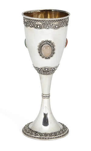 
	
		A modern Israeli silver Kiddush cup, by Stanetzky, stamped ST925, of traditional form,...