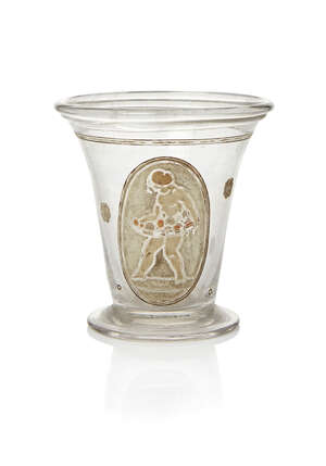 
	
		Daum, an enamelled glass vase
		c.1920, signed Daum Nancy with Cross of Lorraine
		