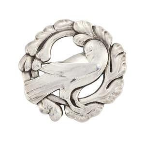 
	
		Georg Jensen (1866-1935), a silver 'Dove' brooch 
		Georg Jensen 1933-1944 marks GJ,...