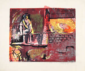 Dorothy Carr, British 1923-2018, Sheet Metal workers, Llandudno Wales, 1950;screenprint in colours...