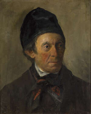 
	
		French School, 
		early-mid 19th century- 
		 
		Portrait of a man, quarter-length,...