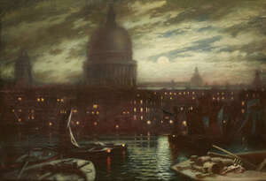 
	
		Wilson, 
		British, mid-late 19th century- 
		 
		View of St Paul's and the Thames...