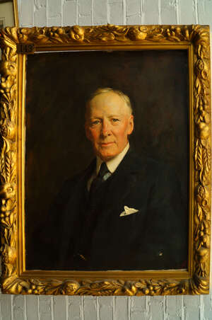 Sir Arthur Stockdale Cope KCVO RA, 
		British 1857-1940-
		 
		Portrait of Sir Joseph Child Priestley KC JP DL (1862-1941), quarter-length in a dark green 