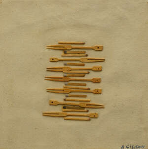 A Gibson, American School, late 20th century- Untitled; collage wood and matches laid down on...