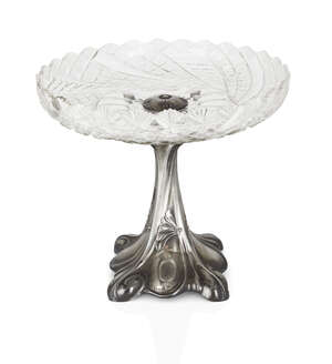 
	
		Wilhelm Binder, a German Art Nouveau silver and cut glass tazza,
		c.1900, stamped with...