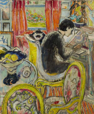 
	
		Cathleen Mann RP ROI,
		British 1896-1959-
		 
		Girl Writing, c. 1950;
		 
		oil on...