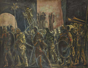 
	
		Cyril Reason RCA,
		British b. 1931-
		 
		Roman Triumph;
		 
		oil on canvas,...