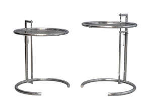 
	
		Eileen Gray (British 1878-1976), a pair of model 'E1027' glass and chrome side tables for...