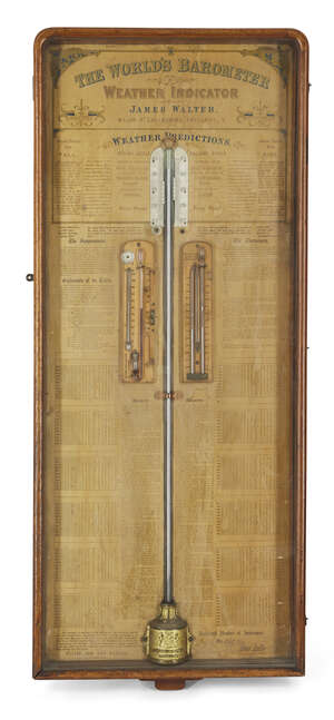 
	
		A Victorian mahogany cased Worlds Barometer Weather Indicator, by James Walter, Major 4th...