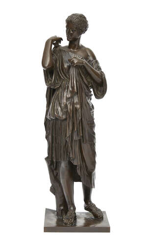 
	
		A French bronze model of Diana de Gabies, cast by Achille Collas, late 19th century,...