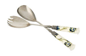 
	
		Moorcroft Macintyre, a pair of Florian ware 'Poppy' pattern  ceramic and silvered metal...