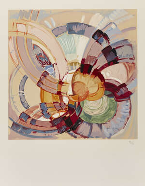 
	
		Frantisek Kupka, 
		Czech 1871-1957-
		 
		Okolo Bodu; 
		 
		lithograph in colours,...
